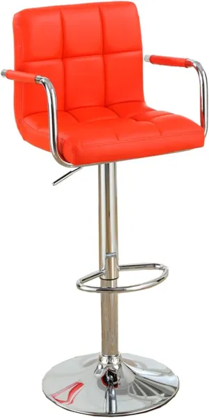 Poundex 2 Piece PU Tufted L Shape Barstool Set, Red