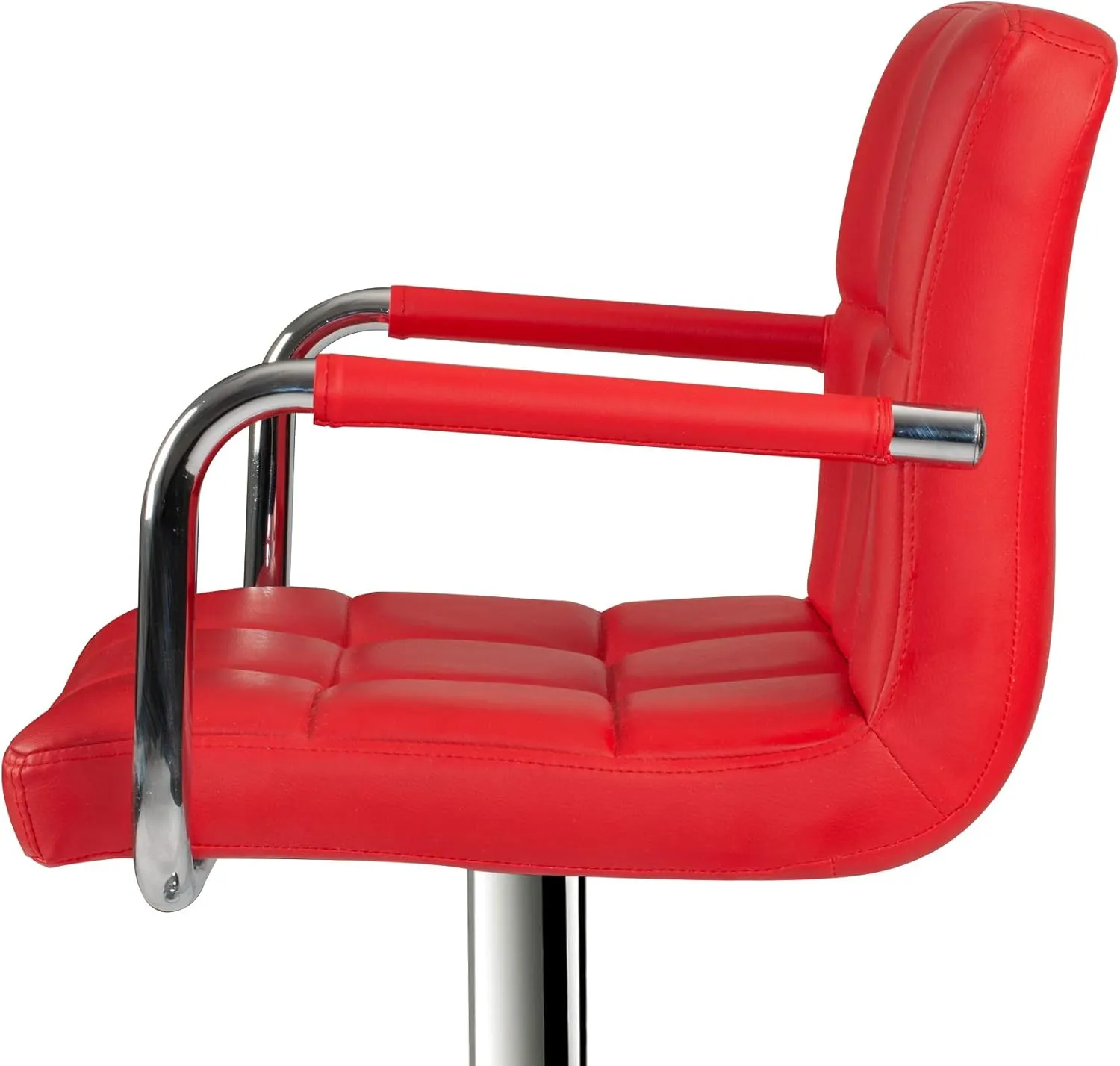 Poundex 2 Piece PU Tufted L Shape Barstool Set, Red