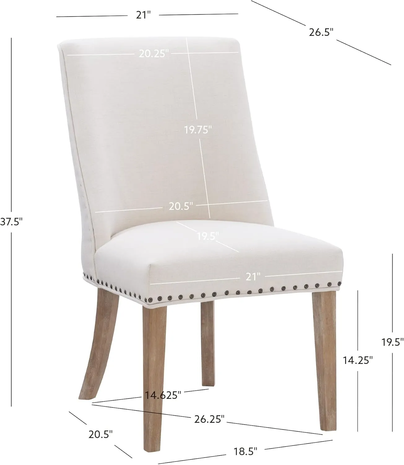 Powell Company Set of 2 Upholstery by Powell Parnell Dining Chair, Natural/Natural