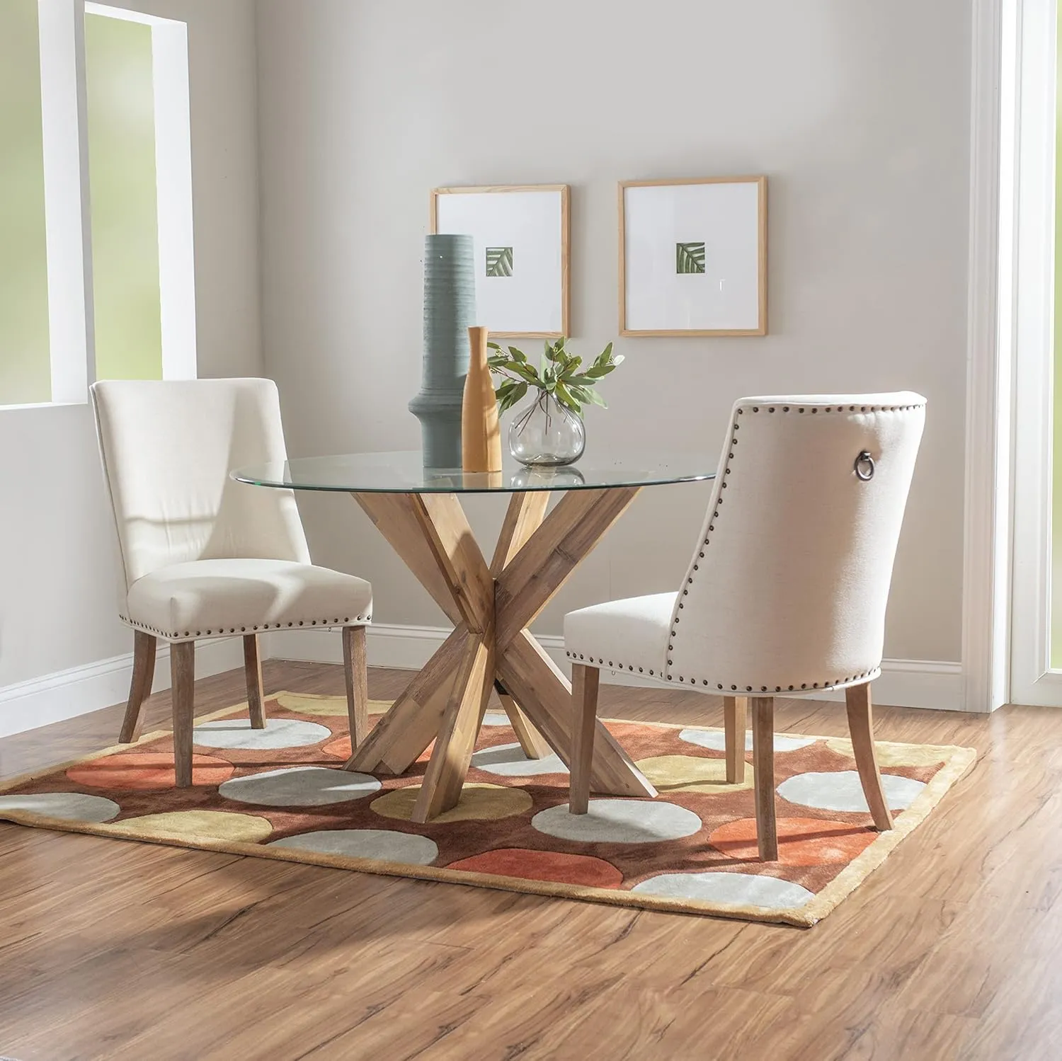 Powell Company Set of 2 Upholstery by Powell Parnell Dining Chair, Natural/Natural