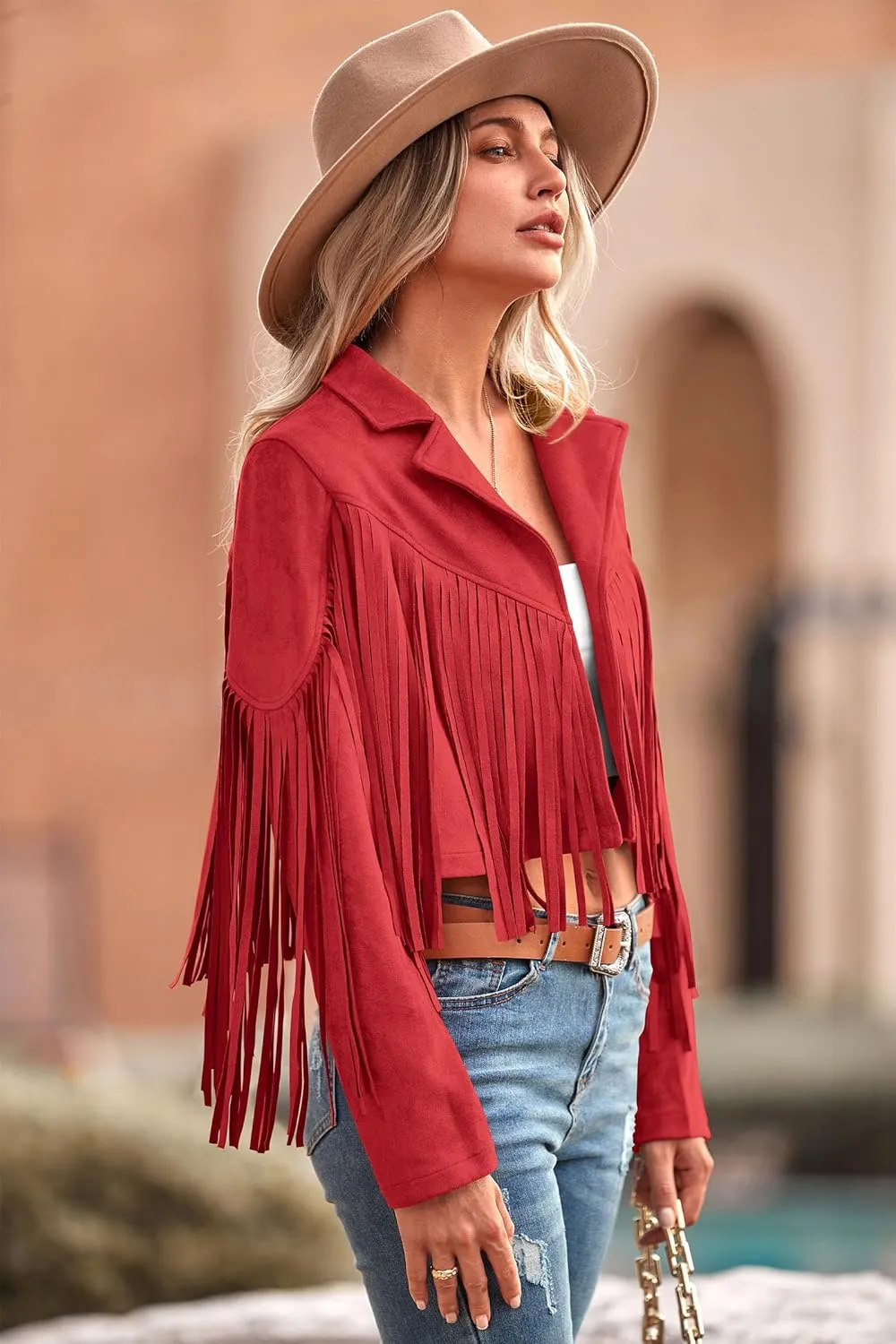 PRETTYGARDEN Women's Faux Suede Leather Jackets Tassel Motorcycle Cropped Coats 2025 Fashion Clothes