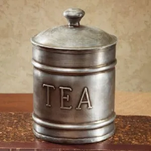 Primitive Style Pewter Color Tea Bag Holder TIN Canister Container for Home, Farmhouse, Kitchen, Party, Holiday Decor