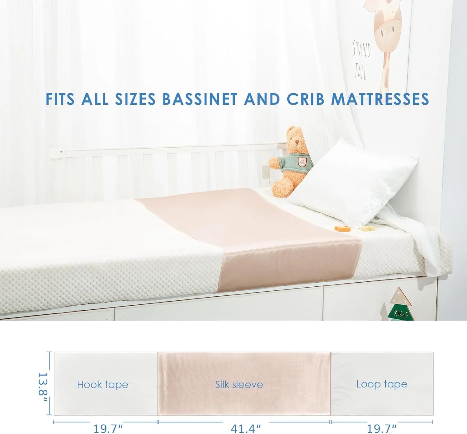 PROMEED 2 Pack 100% Mulberry Silk Crib Sleeve for Baby Hair Loss Prevention, Premium 23 Momme Natural Silk Bassinet Slip for Bassinets/Cradles/Cots/Cribs (Champagne)