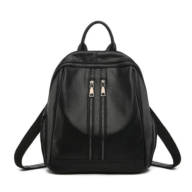 PU Leather Backpack Vintage Leather Letter  Waterproof  backpacks