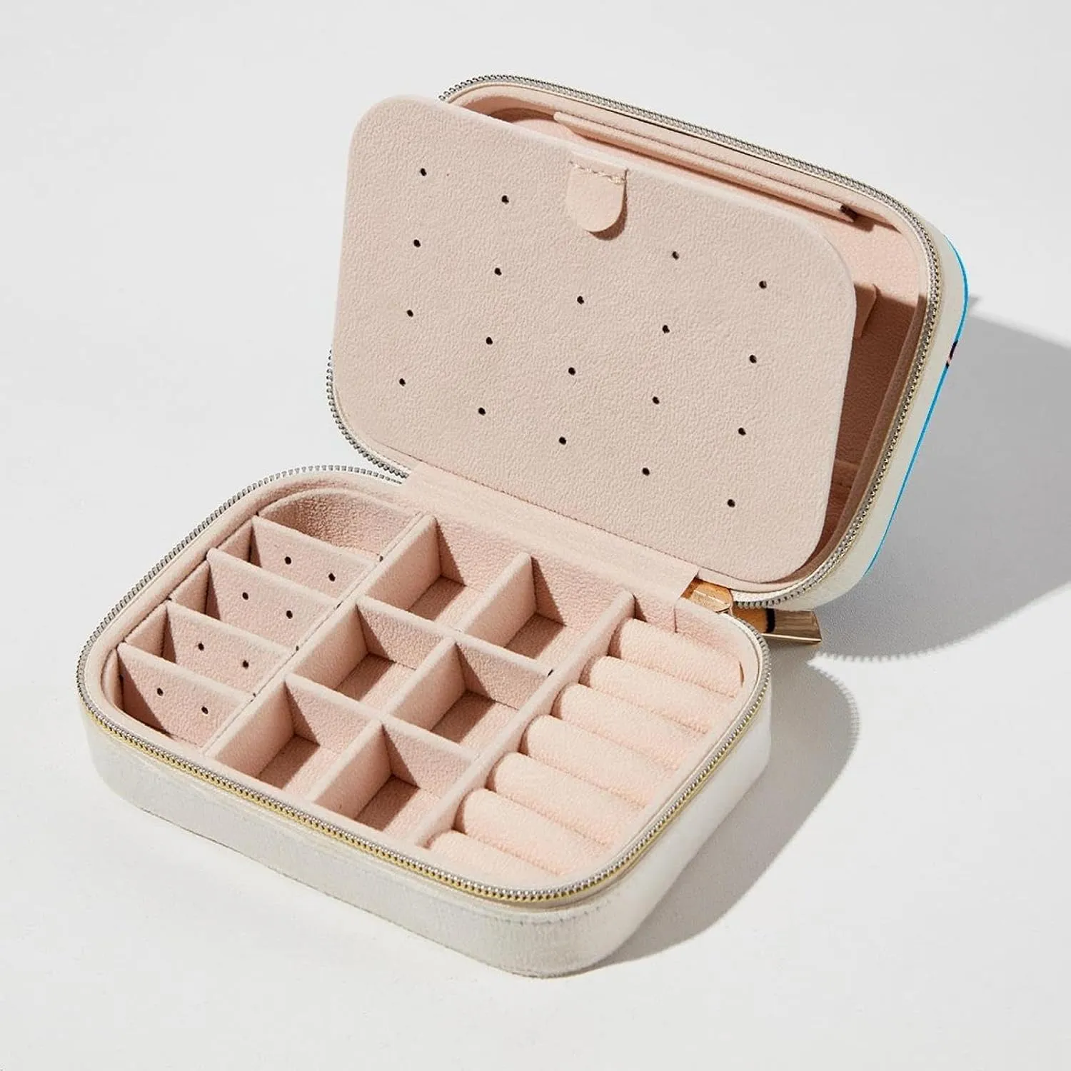 PU Leather Jewelry Box, Portable Organizer for Women Girls, Travel Case Display Storage Holder for Rings Earrings Necklaces - Cool Pug Dog Skaters