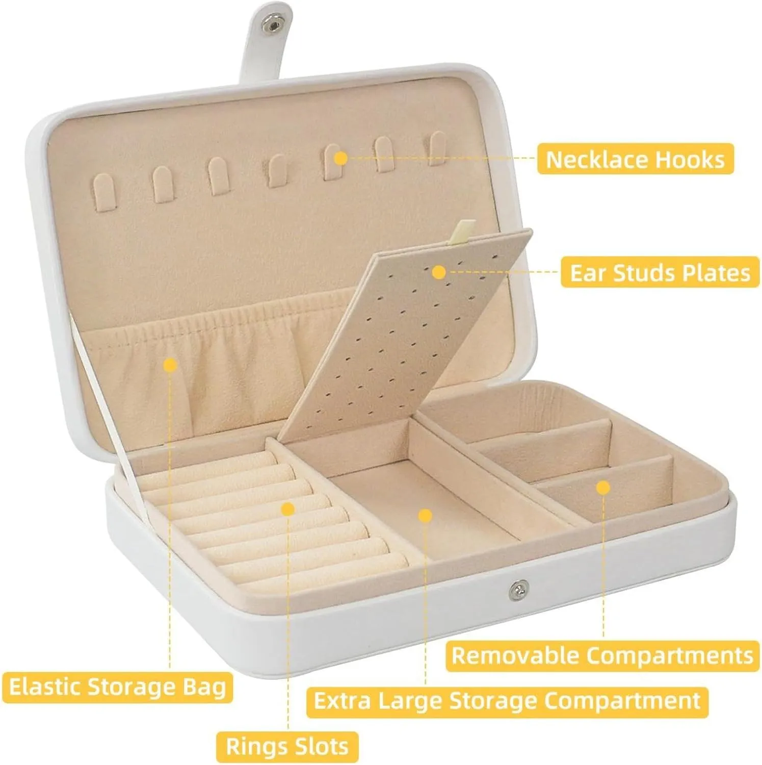 PU Leather Jewelry Box, Portable Organizer for Women Girls, Travel Case Display Storage Holder for Rings Earrings Necklaces - Seamless Pink Dots Pattern