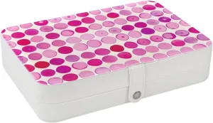 PU Leather Jewelry Box, Portable Organizer for Women Girls, Travel Case Display Storage Holder for Rings Earrings Necklaces - Seamless Pink Dots Pattern