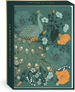 Punch Studio Nightshade Peacock Floral Boxed Note Cards (52851)