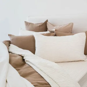 Pure Linen Luxury Bed Sheet - Olive Pinstripe (Available in 2 Sizes)