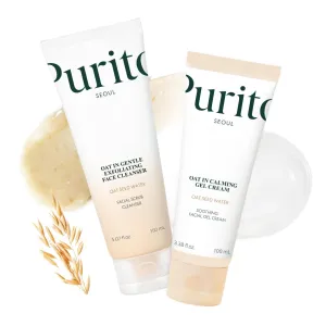PURITO Oat Velvet Duo, Calming Gel Cream & Exfoliating Facial Polish, Non-comedogenic Formula, Moisturizer, Cleanser, Mild Korean Skincare for All Skin Types, 3.38 5.07 fl.oz