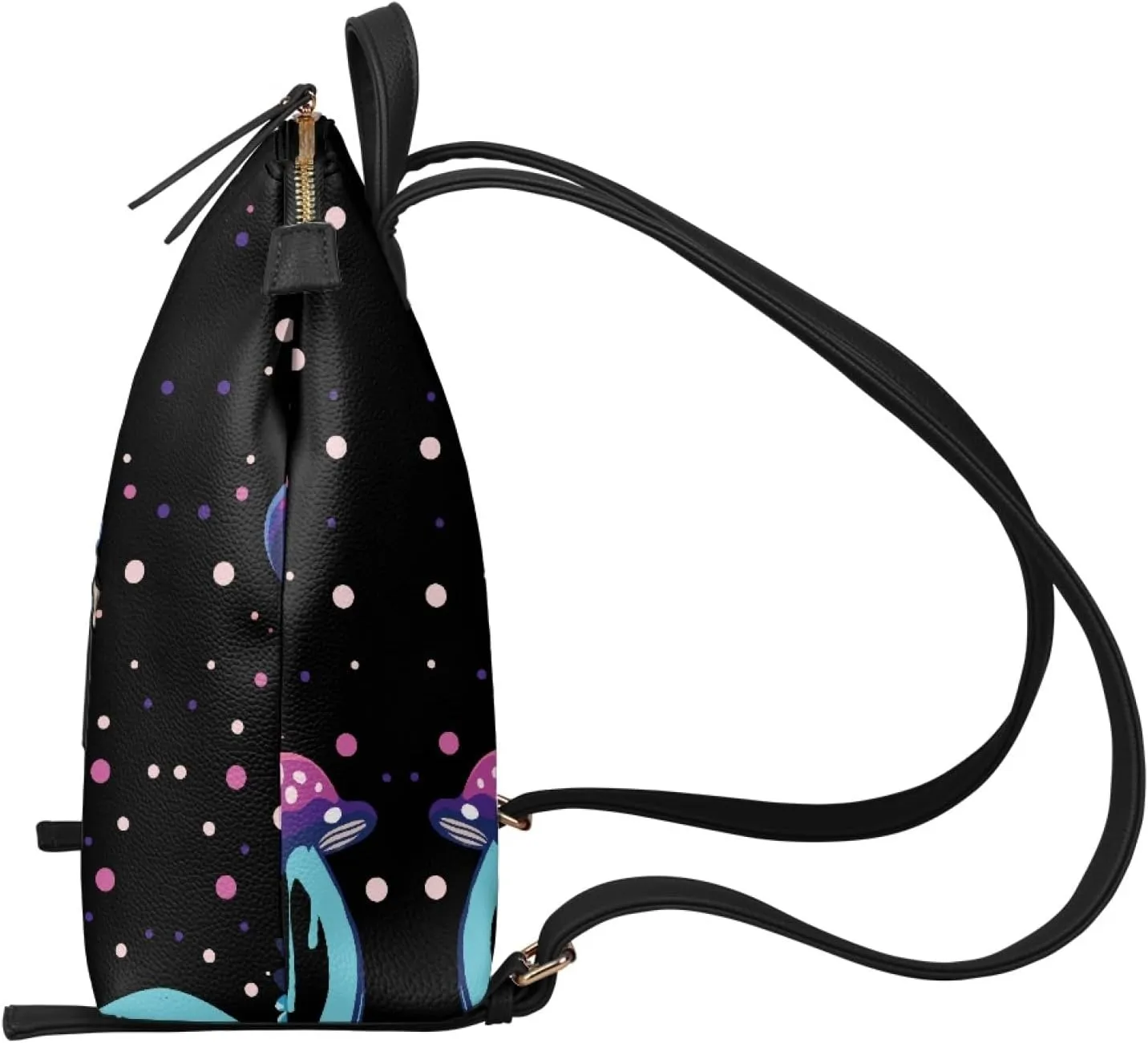 Purple Mushroom Backpack Purse for Women Leather Handbag Ladies Fashion Snails Shoulder Bag Butterfly Travel Backpack
