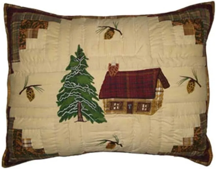 Quilts - Forest Log Cabin Twin Quilt 65" W x 85" L | Cotton Quilt with Matching Pillow Sham (27" W X 21" L) 1Nos