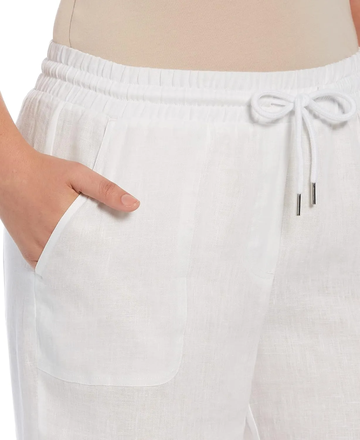 Rafaella Women's Wide Leg Drawstring Linen Pants