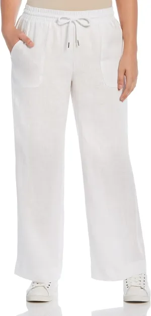 Rafaella Women's Wide Leg Drawstring Linen Pants