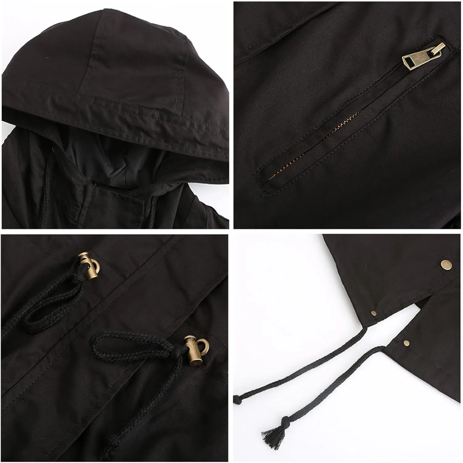 Rain Jackets for Women Waterproof Long Lightweight Trench Coats Outdoor Hooded Casual Drawtring Waist Rain Coats Fall