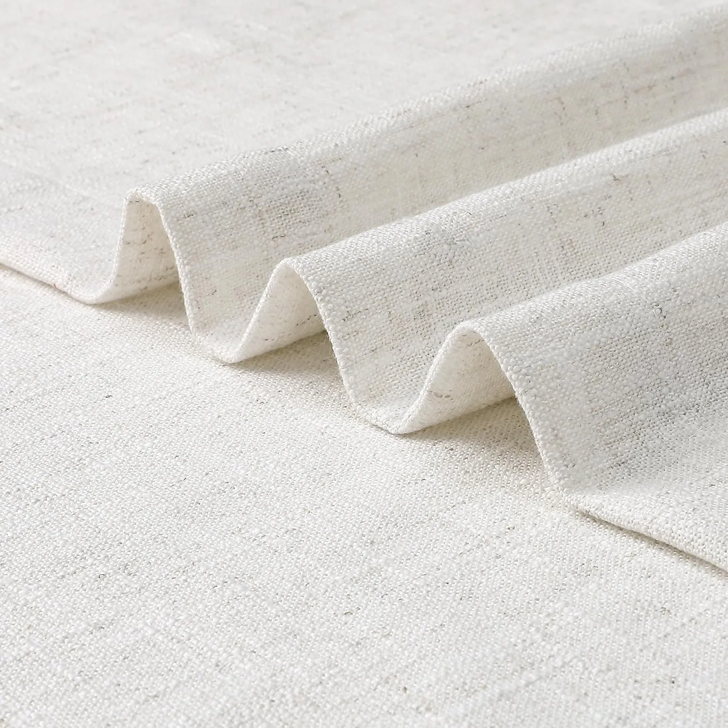 Randall Cream White Linen Light Filtering Curtain Panels 84 Inches Long Grommet Top Rustic Flax Window Treatment Drapery for Bedroom Living Room Country Rustic Farmhouse,54"x84", 2 Panels, White/Linen