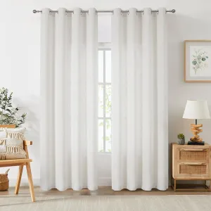 Randall Cream White Linen Light Filtering Curtain Panels 84 Inches Long Grommet Top Rustic Flax Window Treatment Drapery for Bedroom Living Room Country Rustic Farmhouse,54"x84", 2 Panels, White/Linen