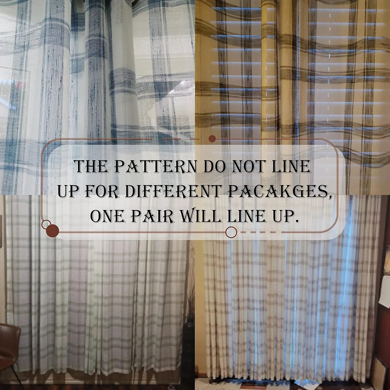 Randall Linen Curtain Panel Pairs for Living Room 63 Inch Length Geometric Check Backtab Rod Pocket Semi Sheer Window Treatment Heavy Rustic Farmhouse Style Drapes for Bedroom, 54"x63"x2, Black/White