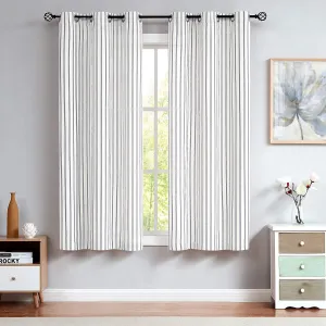 Randall Stripe Farmhouse Window Curtain Panels Linen Rustic Yarn Dyed Heavy Semi Sheer Drapes for Living Room Window Treatment Sets, 40"x63"x2, Navy/Dark Blue