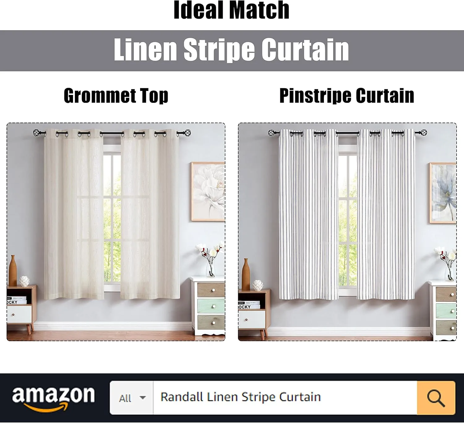 Randall Stripe Farmhouse Window Curtain Panels Linen Rustic Yarn Dyed Heavy Semi Sheer Drapes for Living Room Window Treatment Sets, 40"x63"x2, Navy/Dark Blue