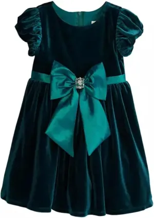 Rare Editions Velvet Dress 6 Green
