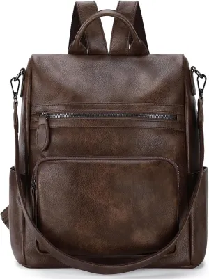 RAVUO Anti Theft Backpack Purse for Women, PU Leather Designer Convertible Shoulder Bag Three Ways to Carry