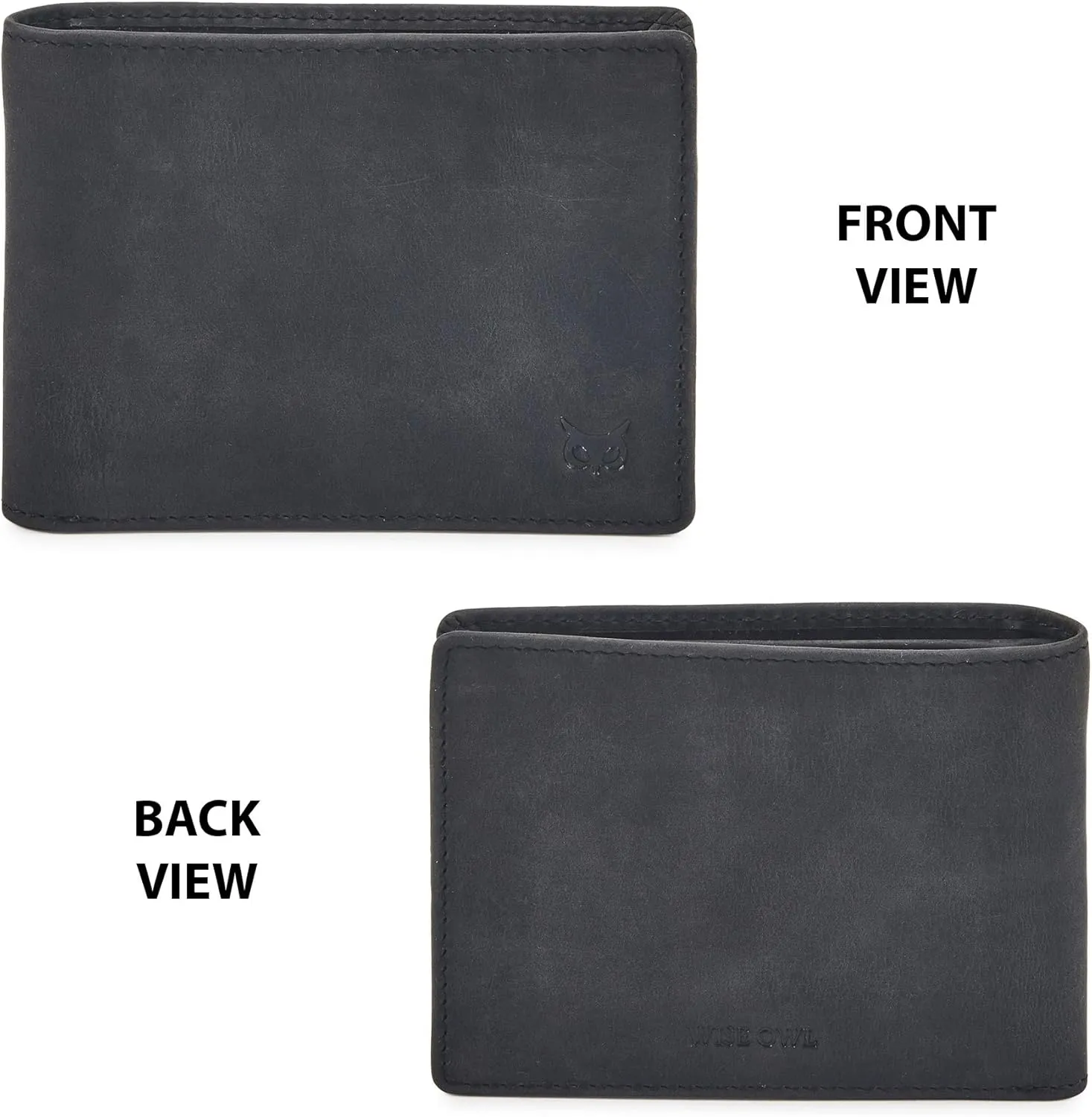 Real Leather Mens Bifold Wallet RFID Blocking Slim Minimalist Front Pocket - Thin & Stylish with ID Window in Gift Box (Crazy Horse, Black)