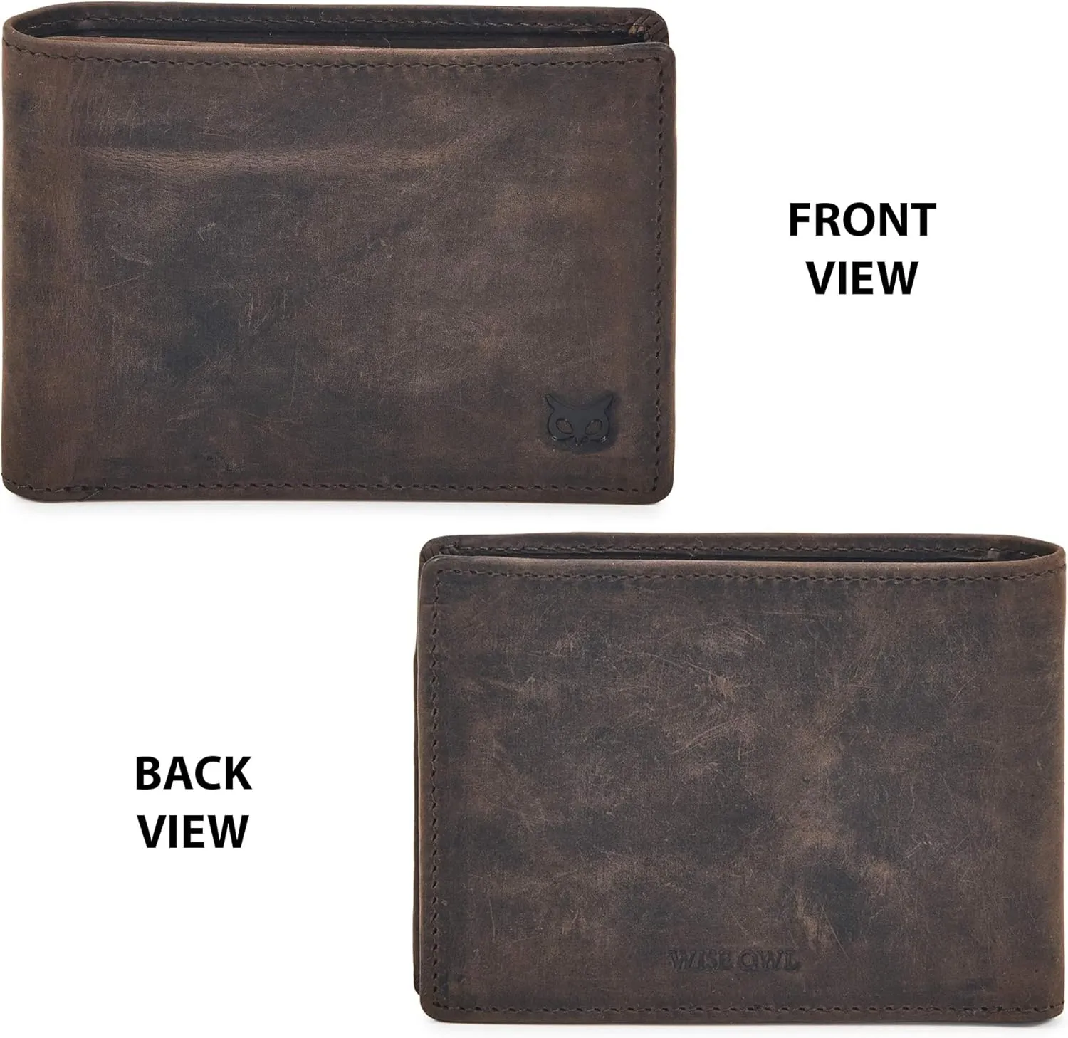Real Leather Mens Bifold Wallet RFID Blocking Slim Minimalist Front Pocket - Thin & Stylish with ID Window in Gift Box (Crazy Horse, Coffee)