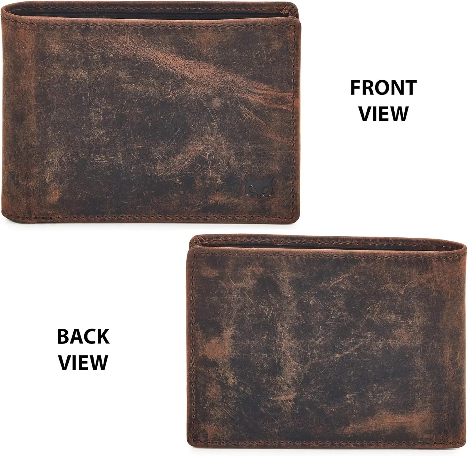 Real Leather Mens Bifold Wallet RFID Blocking Slim Minimalist Front Pocket - Thin & Stylish with ID Window in Gift Box (Crazy Horse, Cognac)