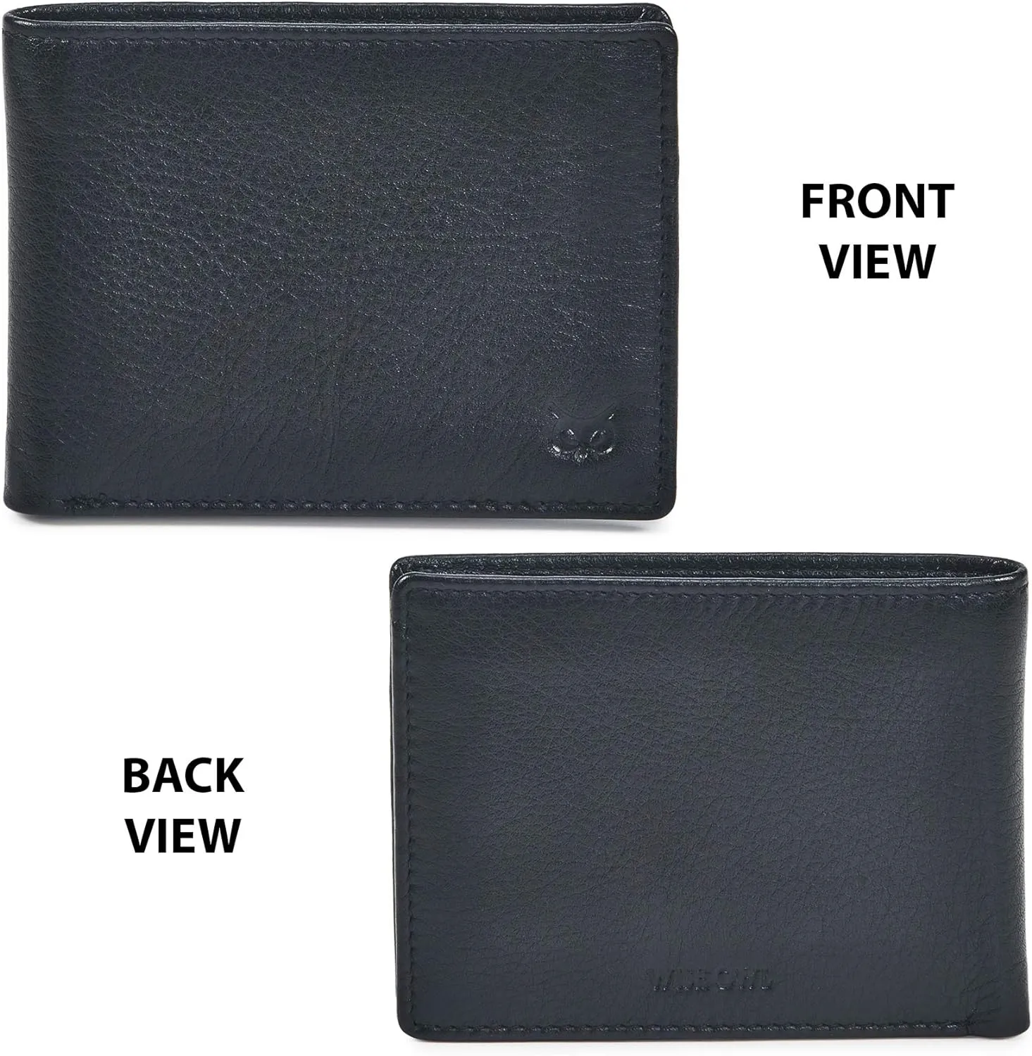 Real Leather Mens Bifold Wallet RFID Blocking Slim Minimalist Front Pocket - Thin & Stylish with ID Window in Gift Box (Nappa, Black)