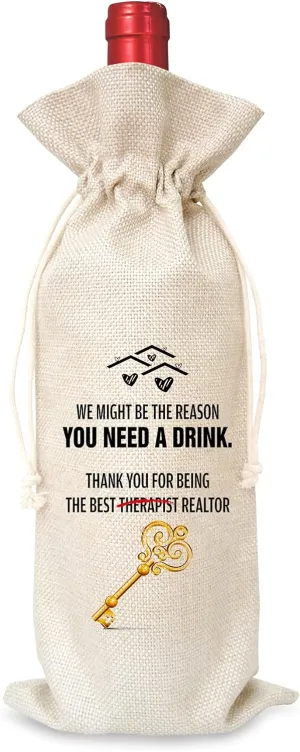 Realtor Wine Bag,Realtor Gift（1 Pc）, Realtor Gift Ideas, Closing Gift, Closing Gift Real Estate, Thank you Gift Ideas - J04