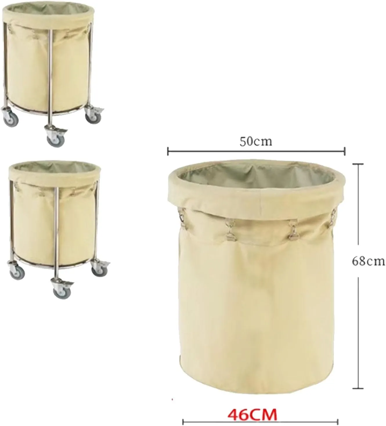 Removable Liner Bag Replacement for Round Laundry Cart Or Rolling Laundry Basket, Oxford Cloth Storage Bags, Canvas Bags for Laundry Cart 50x68cm/57x68cm(50x50x68cm)