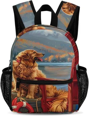 Retriever Dog Lake Backpack Cute Laptop Bag Mini Shoulder Bags Travel Casual Daypacks 13 Inch