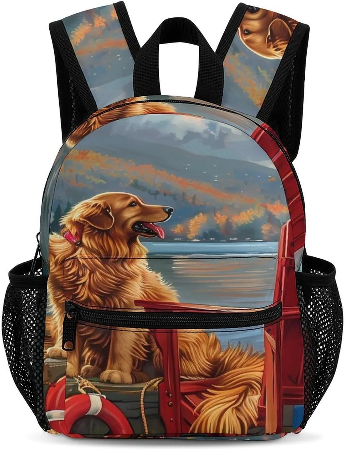 Retriever Dog Lake Backpack Cute Laptop Bag Mini Shoulder Bags Travel Casual Daypacks 13 Inch