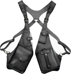 Retro Anti-Theft Harness Bag, Punk Style Anti-Theft Harness Wallet, Vintage Medieval Harness Wallet, Adjustable PU Leather Strap Wallet (Black)