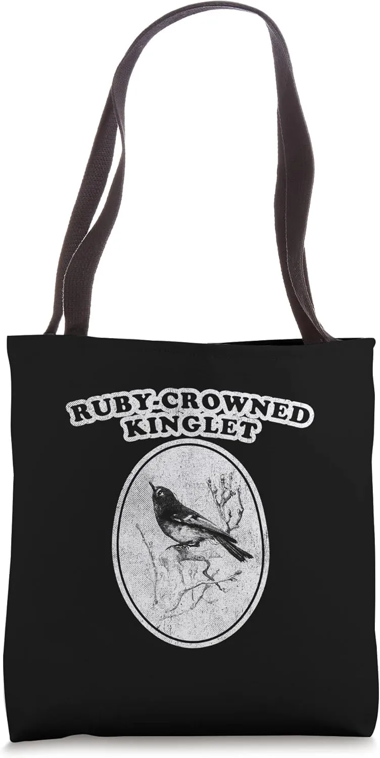 Retro Ruby-Crowned Kinglet Throwback Design by Bird Fan Tote Bag