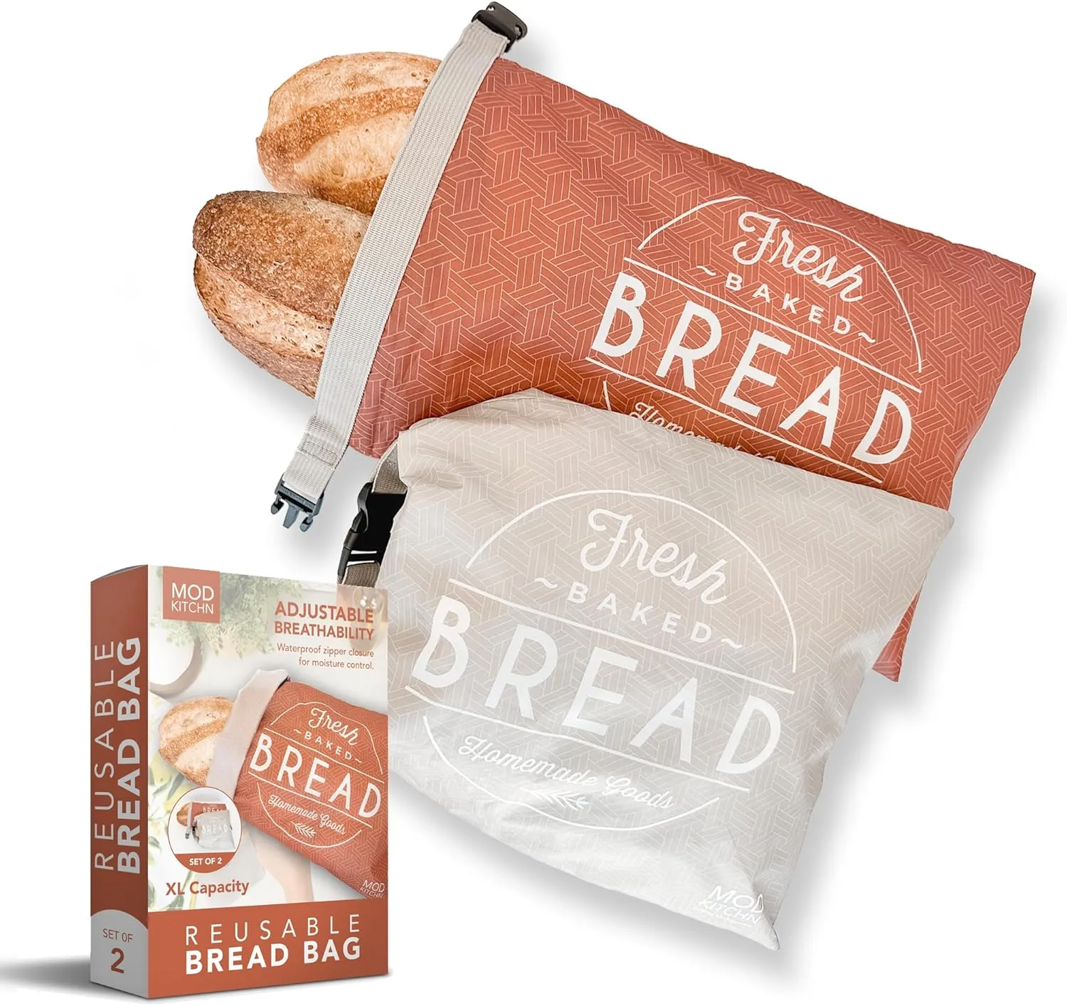 Reusable Bread Bags for Homemade Breads – 2-Pack XL Sourdough Bread Bags | Keeps Sourdough Fresh for a Week | Freezer Safe Reusable Container Storage for Sour Dough and Artisan Loaves