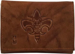 Rico New Orleans Hornets - Throwback - Brown Leather Embossed Trifold Wallet