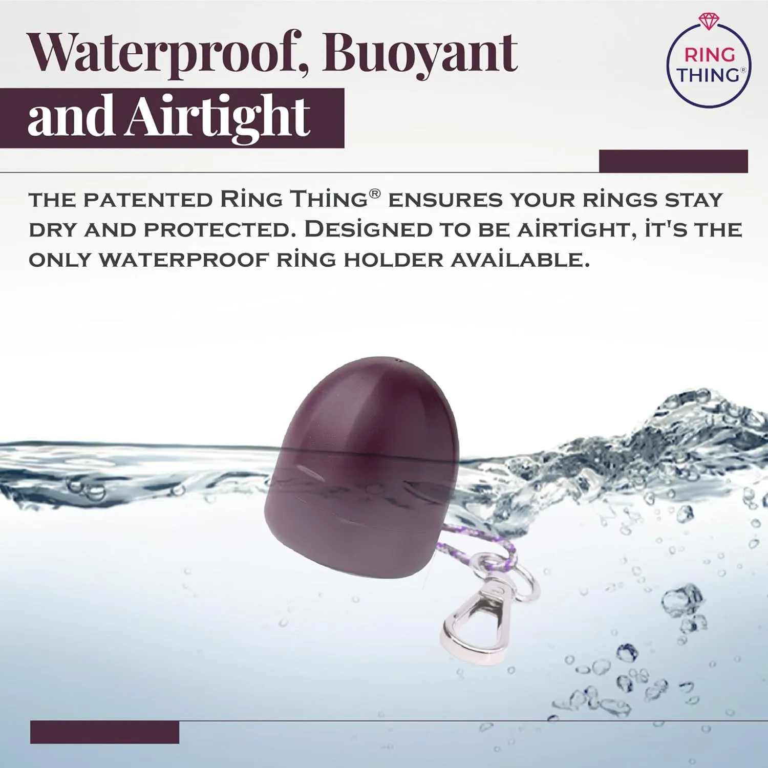 Ring Holder Keychain, Jewelry Organizer and Storage, Portable Waterproof Ring Holder, Pill Box Keychain Container, Gym Accessory, and Travel Ring Case (Deep Plum)