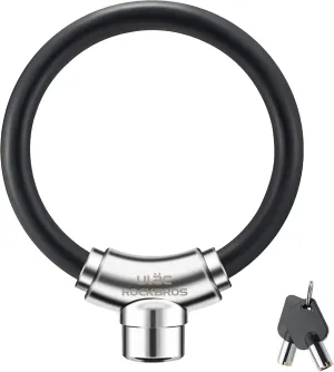 ROCKBROS Anti-Theft Bike Cable Lock, Black, Portable, Key Lock, Rustproof