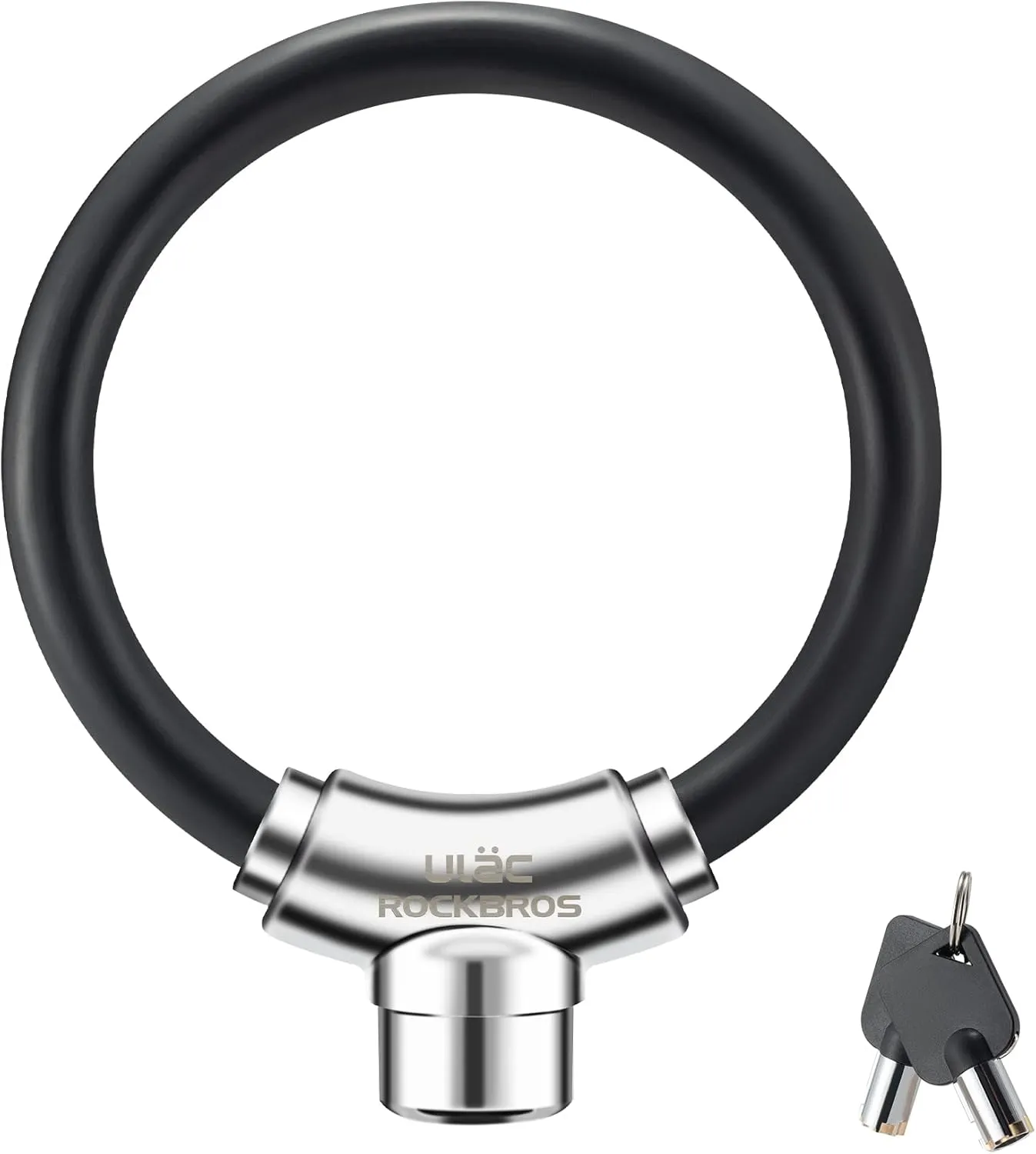 ROCKBROS Anti-Theft Bike Cable Lock, Black, Portable, Key Lock, Rustproof
