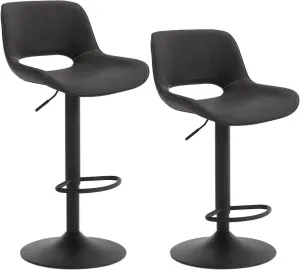 Rootz Faux Leather Bar Stool - Vintage Bar Chair - Waterproof & Ergonomic - Adjustable Height - 48cm x (85-105.5cm) x 49cm