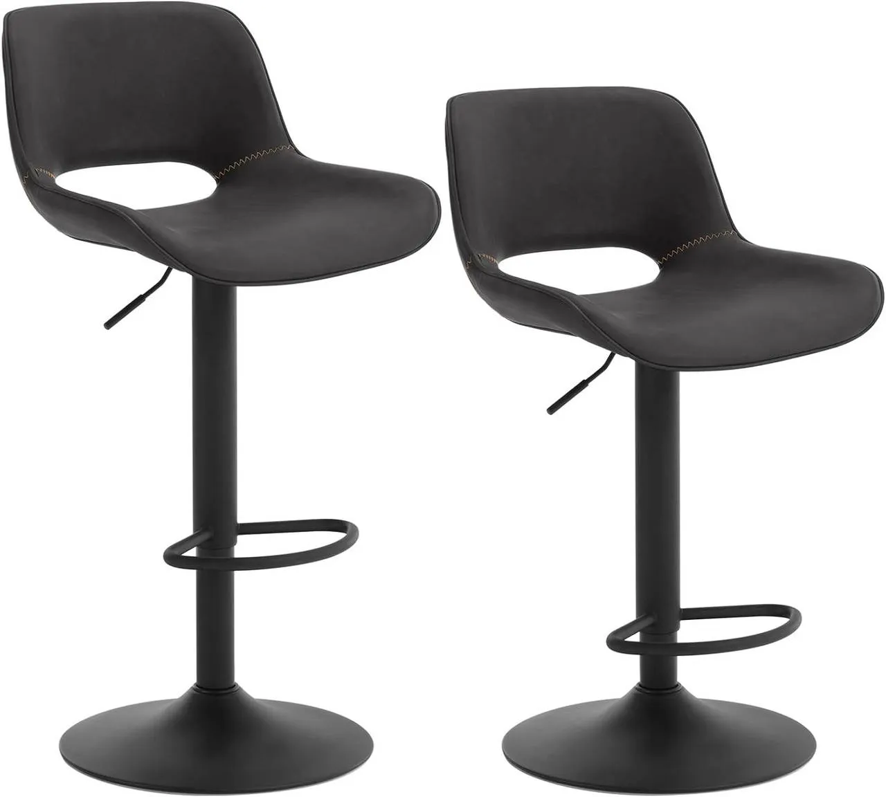 Rootz Faux Leather Bar Stool - Vintage Bar Chair - Waterproof & Ergonomic - Adjustable Height - 48cm x (85-105.5cm) x 49cm
