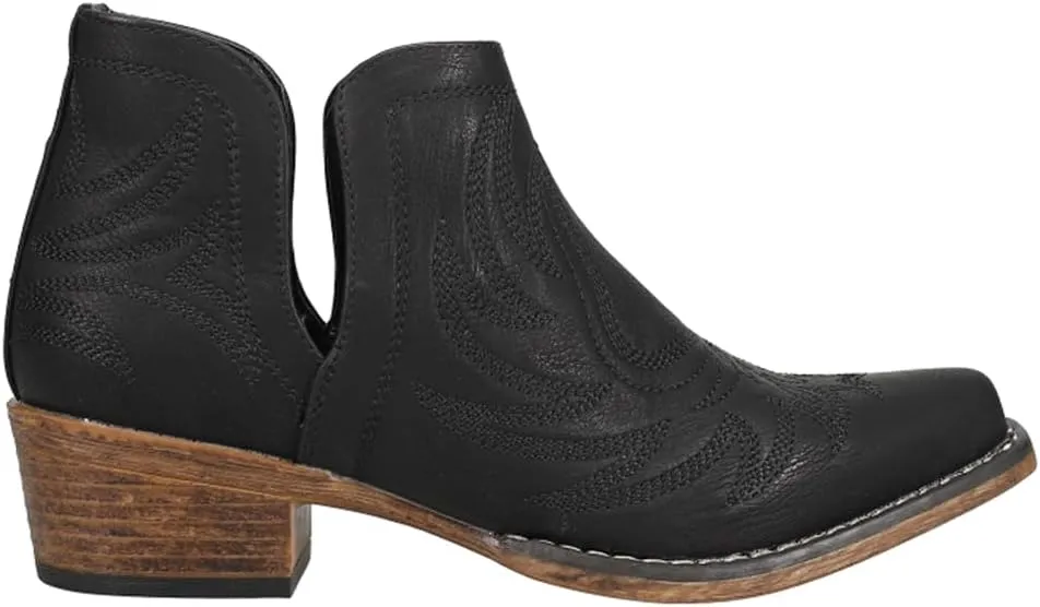 ROPER Womens Ava Embroidered Snip Toe Casual Boots Ankle Low Heel 1-2" - Black - Size 10 M