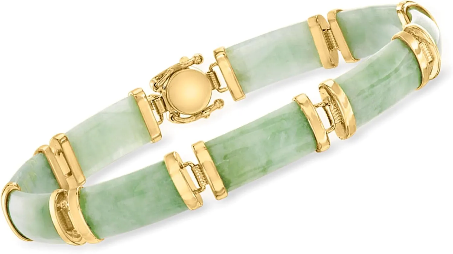 Ross-Simons Jade Good Fortune Bracelet in 18kt Gold Over Sterling