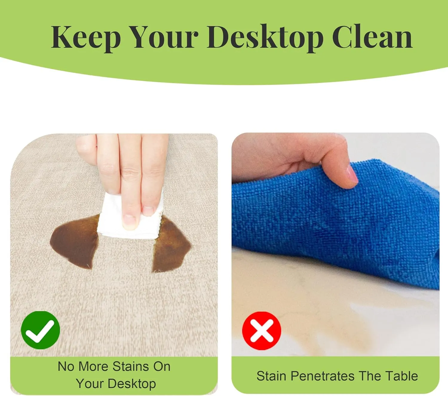Round Faux Leather Placemats Set of 4, Waterproof Anti-Slip Dual Sided Placemats, Heat Resistant Washable Table Mats with Coaster, Suitable for Indoor & Outdoor (4, Black Beige)