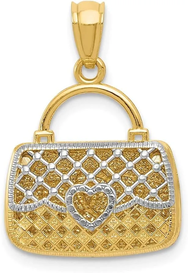 Roy Rose Jewelry 14K Yellow Gold & Rhodium Reversible Heart Handbag Pendant