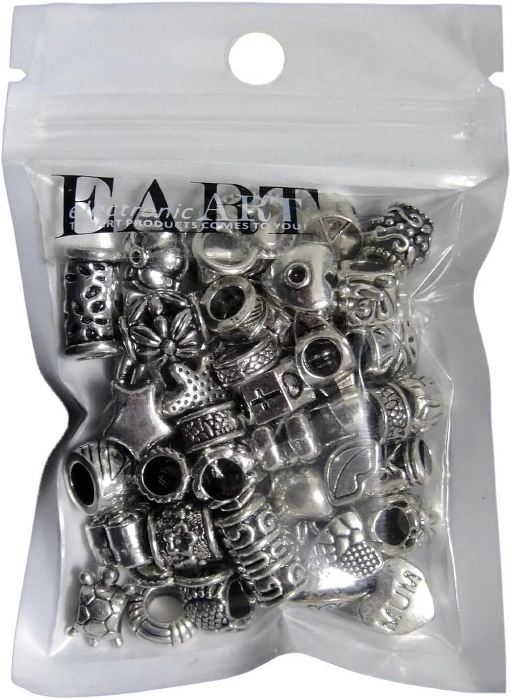 RUBYCA Tibetan Silver Tone Color Spacer Loose Beads Fit European Charm Bracelet Mix 120 Pcs Lot for DIY