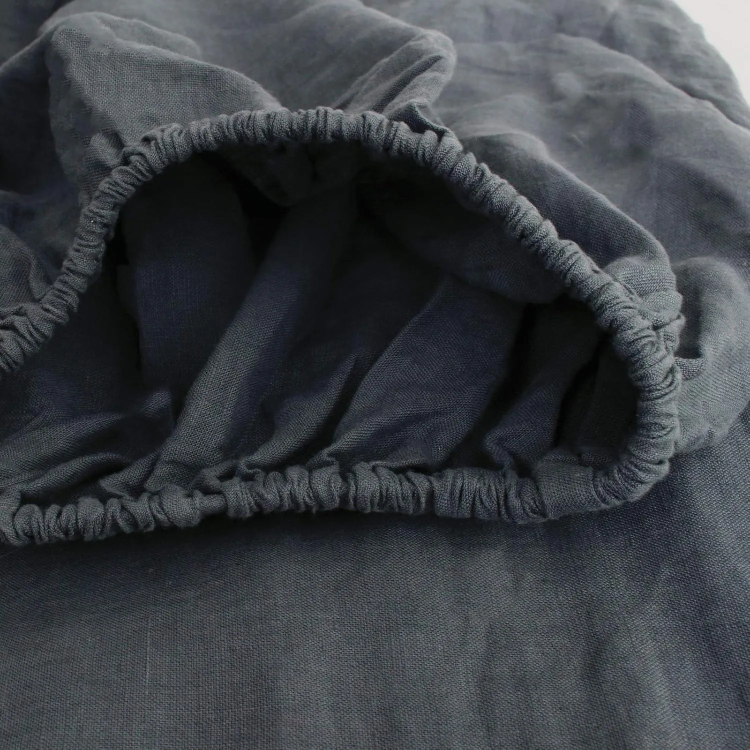 S VICTORY SYMBOL 100% Organic Linen Fitted Sheet Mattress Cover 16inch Deep Pocket,Stone Washed Natural French Flax Bottom Sheet 78"x80"(King,Dark Gray)