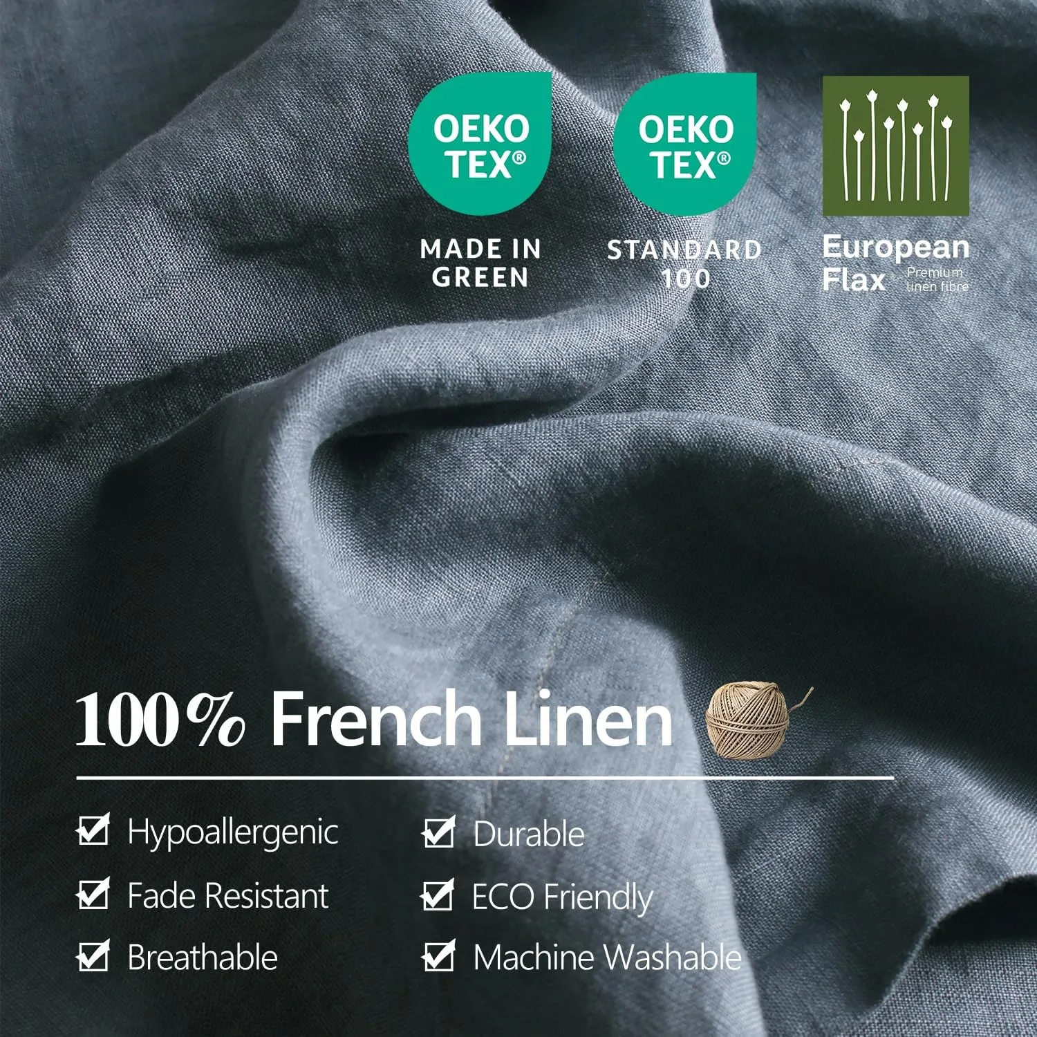 S VICTORY SYMBOL 100% Organic Linen Fitted Sheet Mattress Cover 16inch Deep Pocket,Stone Washed Natural French Flax Bottom Sheet 78"x80"(King,Dark Gray)